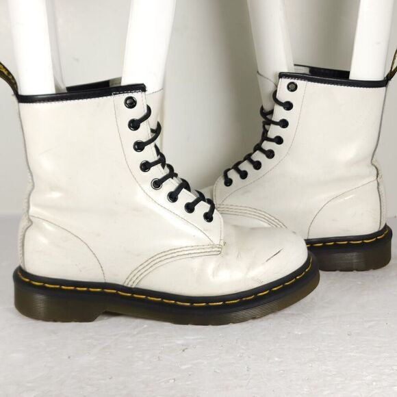 Dr. Martens Women's Pascal US7 White Leather Lace Up Ankle Combat Boots - Picture 10 of 16